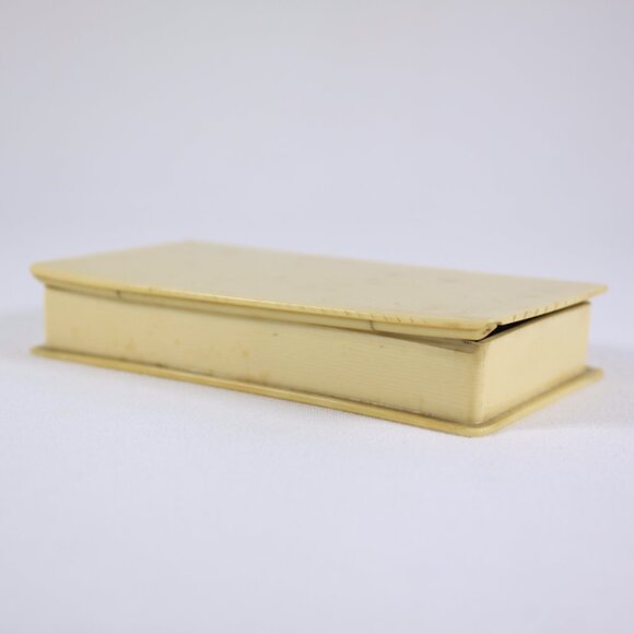 Antique celluloid plastic jewelry box, trinket box lined in royal blue velvet - Picture 5 of 10